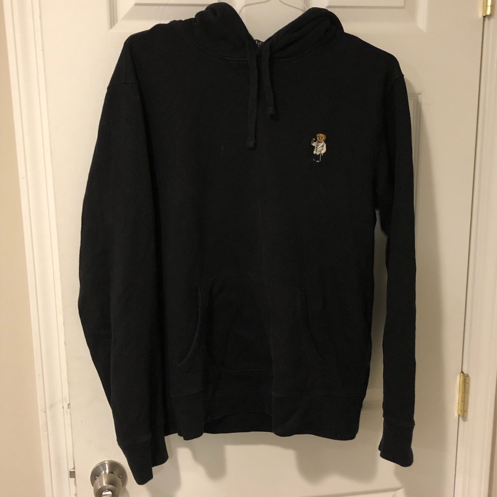 Polo Ralph Lauren Black Hoodie w/ Tuxedo Martini Bear Logo (L)